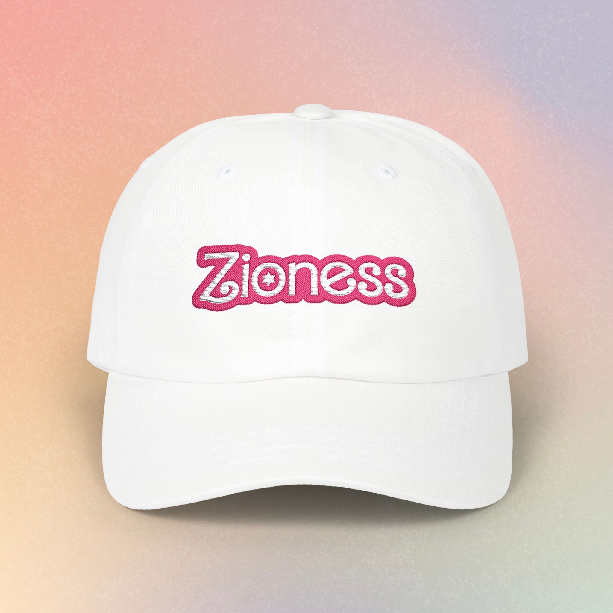 Zioness Embroidered Baseball Cap – Pink Barbie Font Jewish Pride Baseball Hat