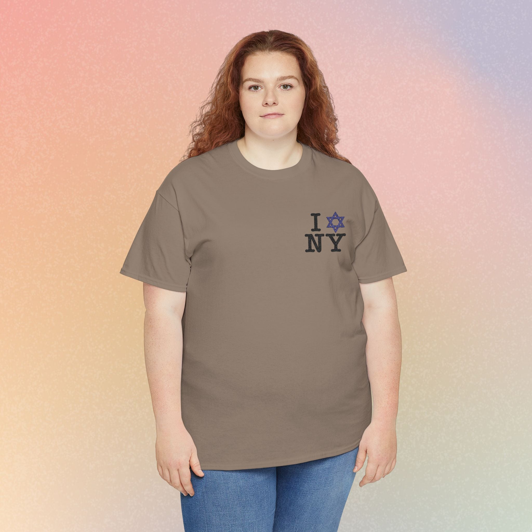 I Love NY Jewish Star Embroidered T-Shirt (Light Colors) | Jewish New York Tee