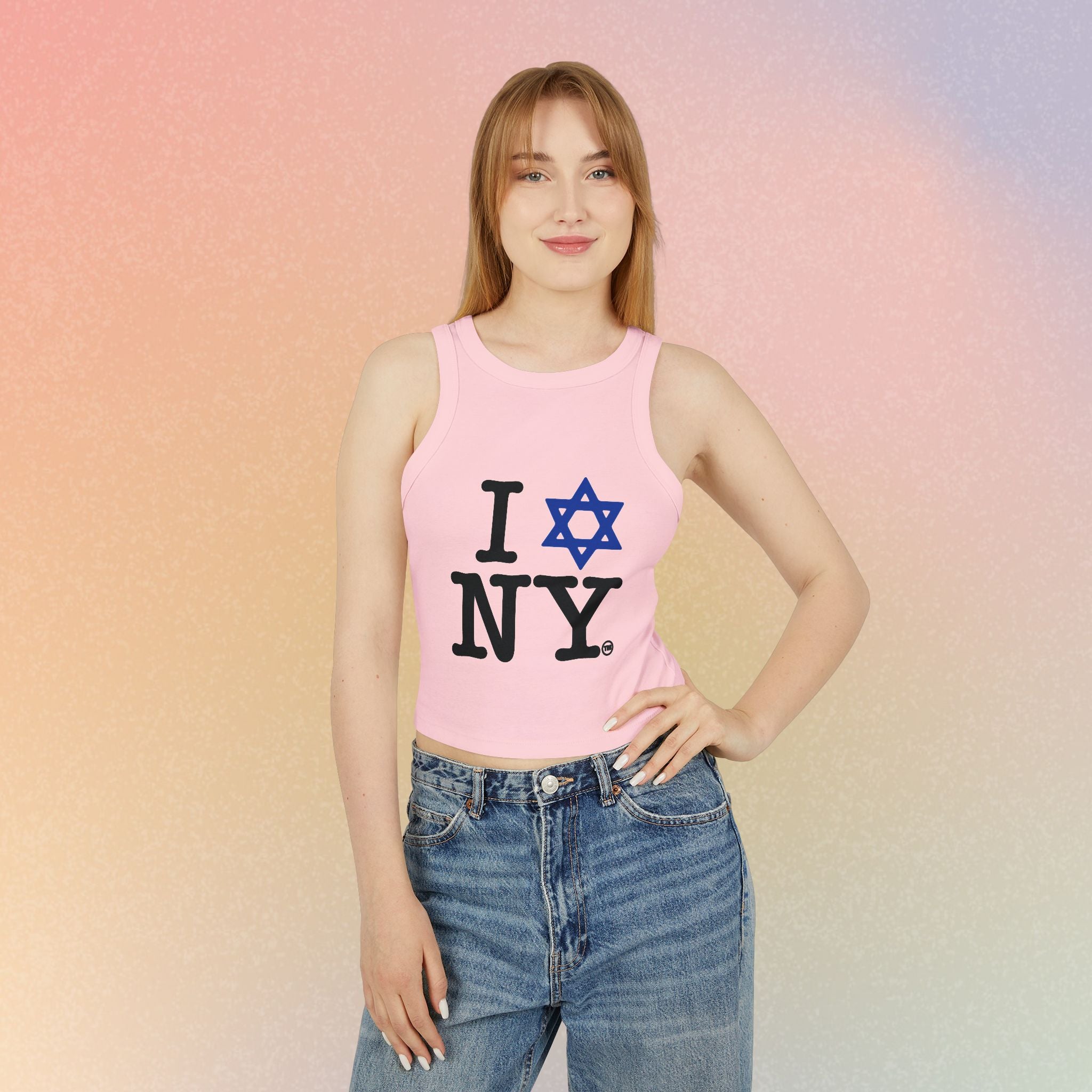 I Love New York Jewish Star Women's Micro Rib Racer Tank Top | New York Jewish Pride