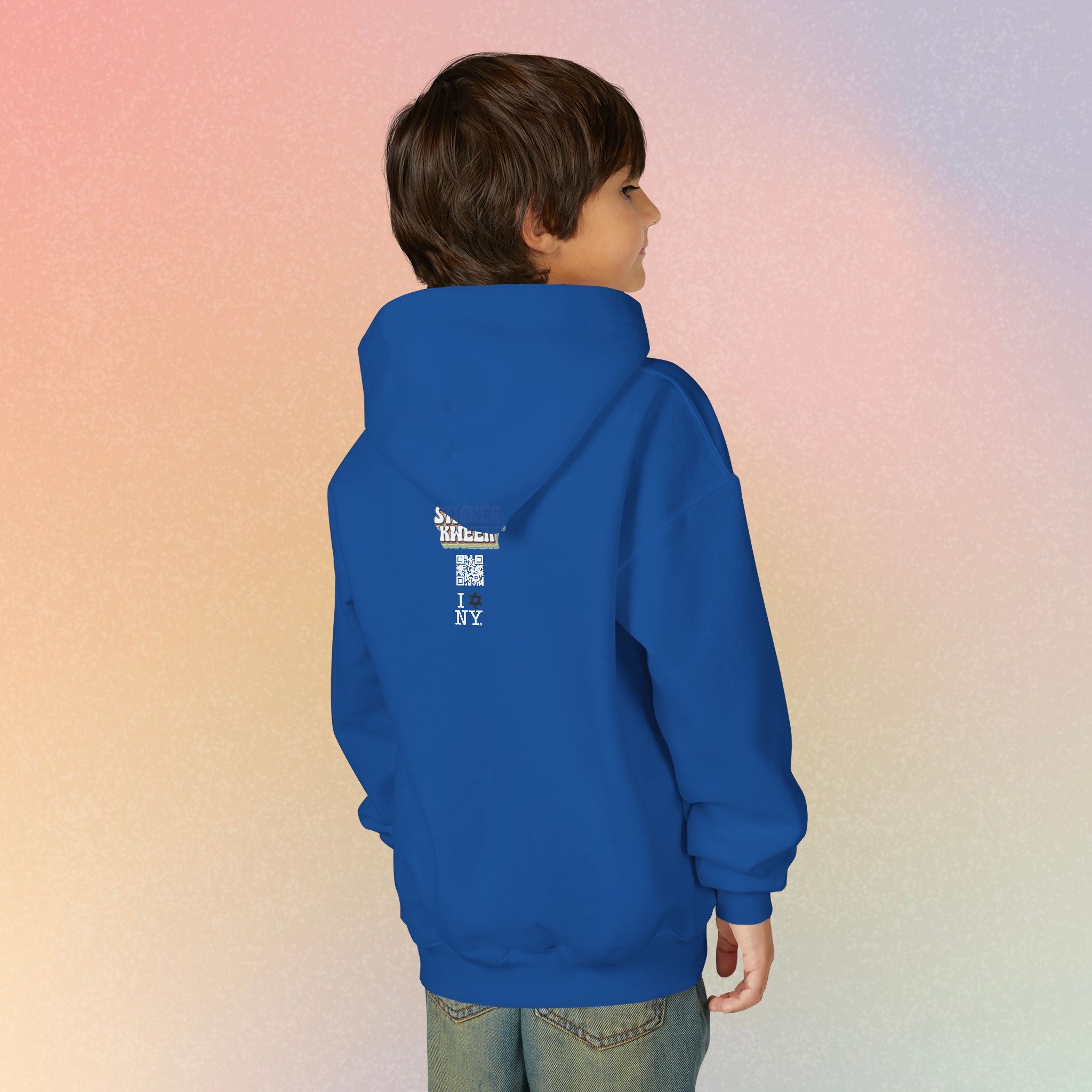 Youth Size I Love NY Jewish Star Hoodie | Jewish New York Pride Sweatshirt