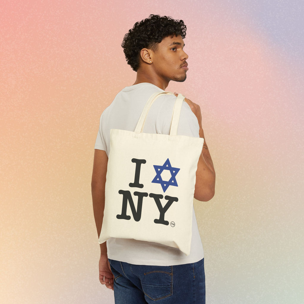 I Star NY Canvas Tote Bag — Jewish New York Pride Cotton Shopper