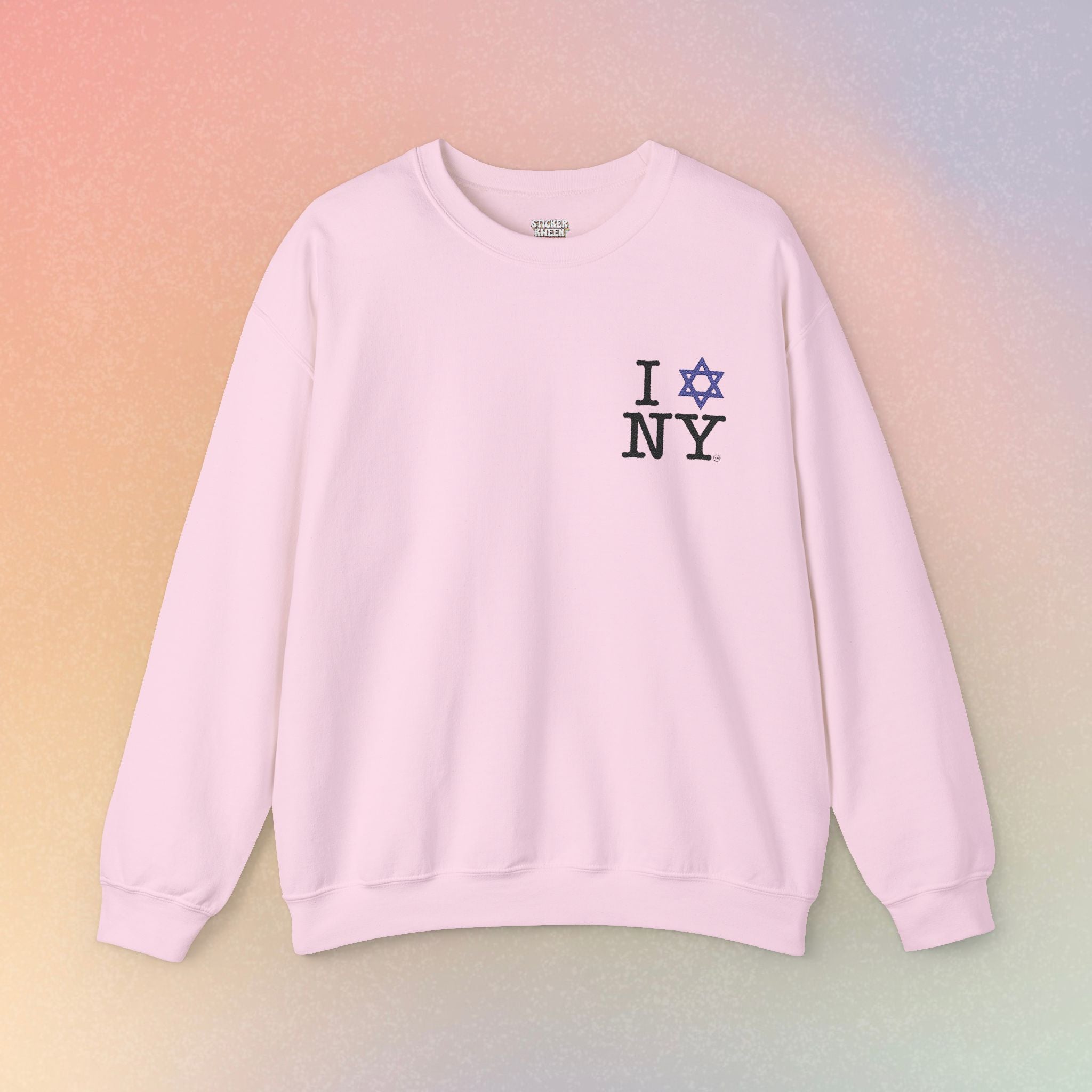 Embroidered I Love NY Jewish Star Crewneck Sweatshirt