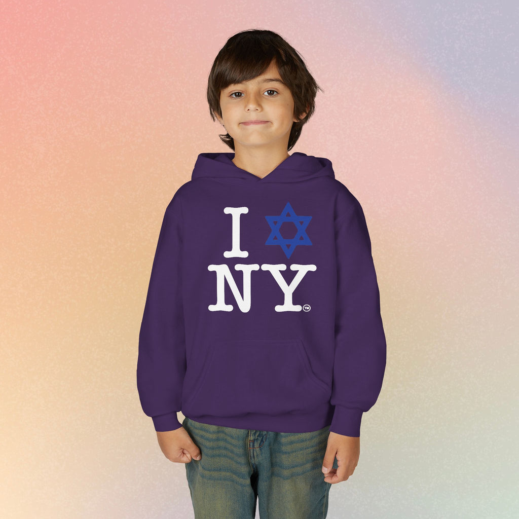Youth Size I Love NY Jewish Star Hoodie | Jewish New York Pride Sweatshirt