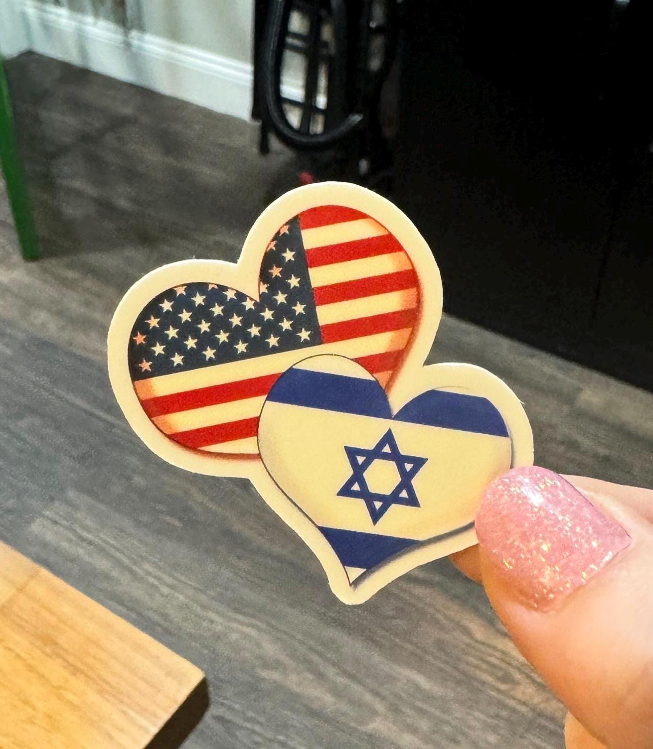USA Israel Sticker Heart