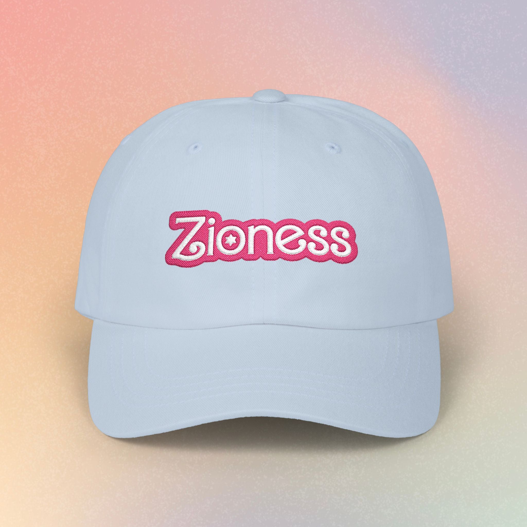 Zioness Embroidered Baseball Cap – Pink Barbie Font Jewish Pride Baseball Hat