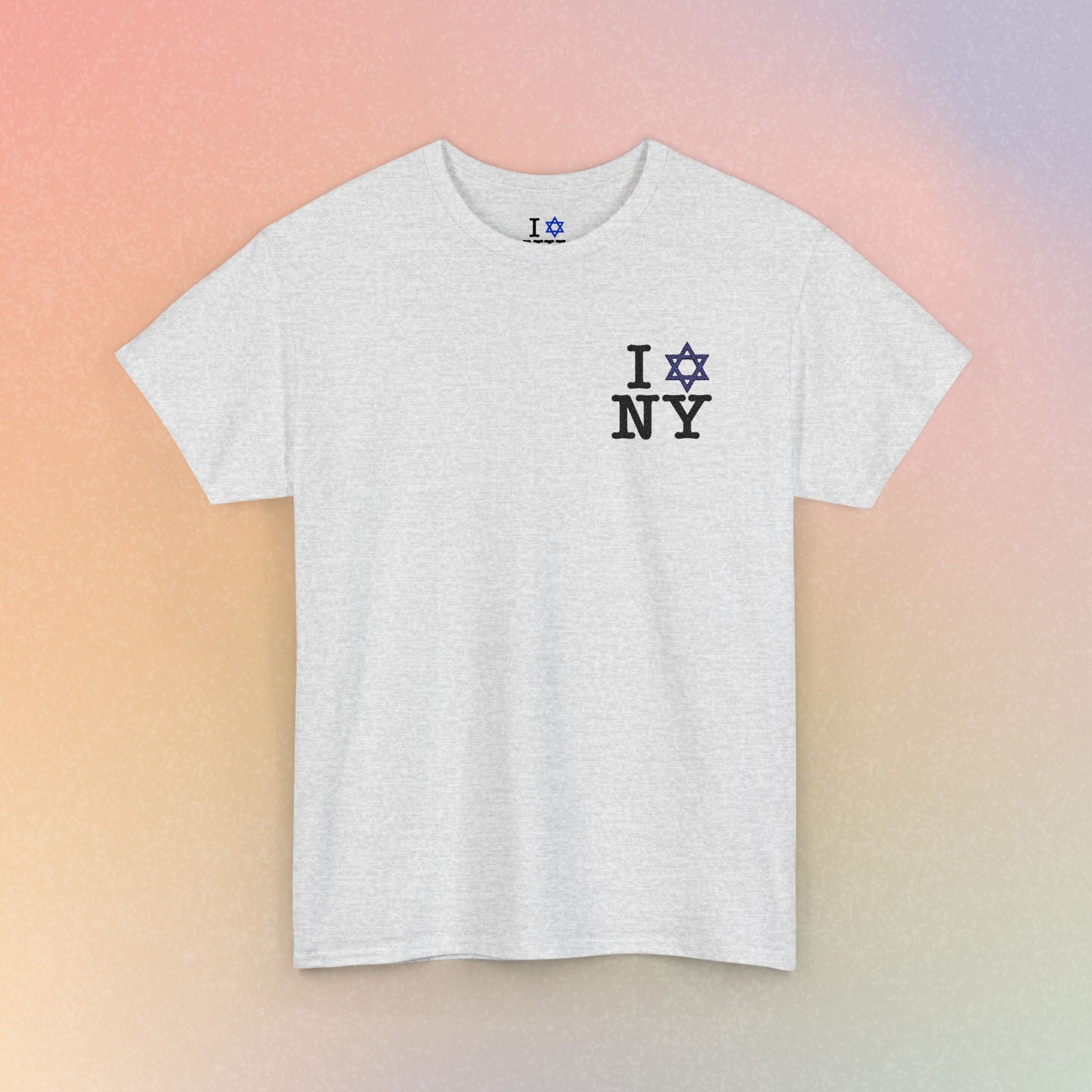 I Love NY Jewish Star Embroidered T-Shirt (Light Colors) | Jewish New York Tee