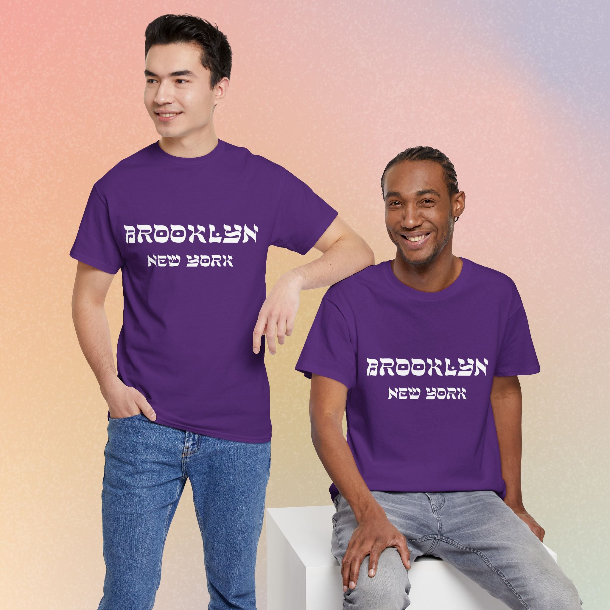 Brooklyn New York Hebrew Script - Unisex Heavy Cotton Tee