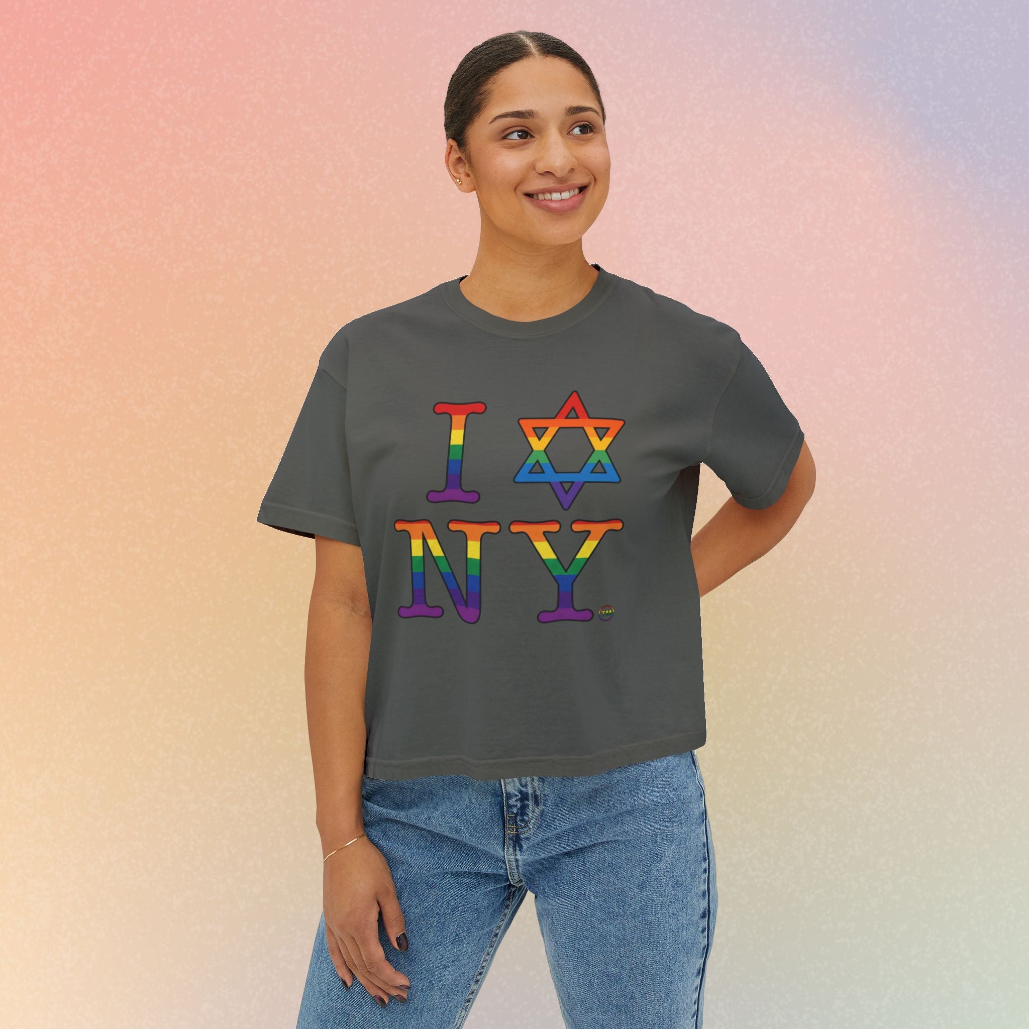 I Love NY Jewish Star LGBTQ Jewish Pride Women's Boxy Tee