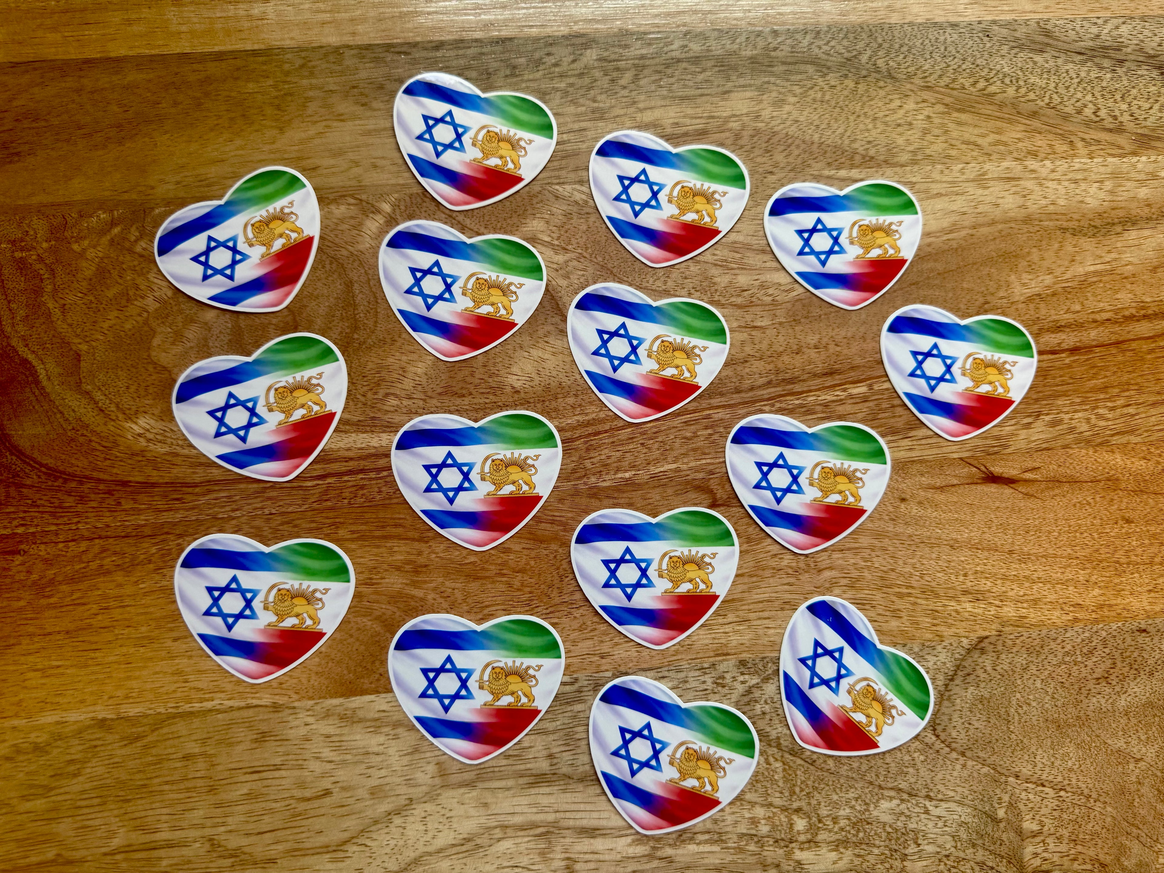 Persian Israeli Flag Heart Stickers