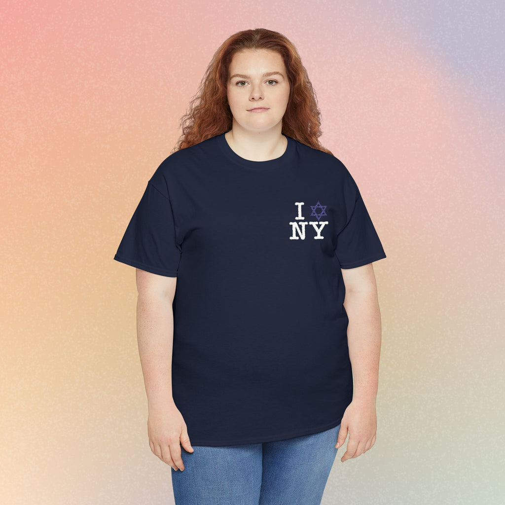 I Love NY Jewish Star Embroidered T-Shirt (Dark Colors) — Jewish NYC Pride