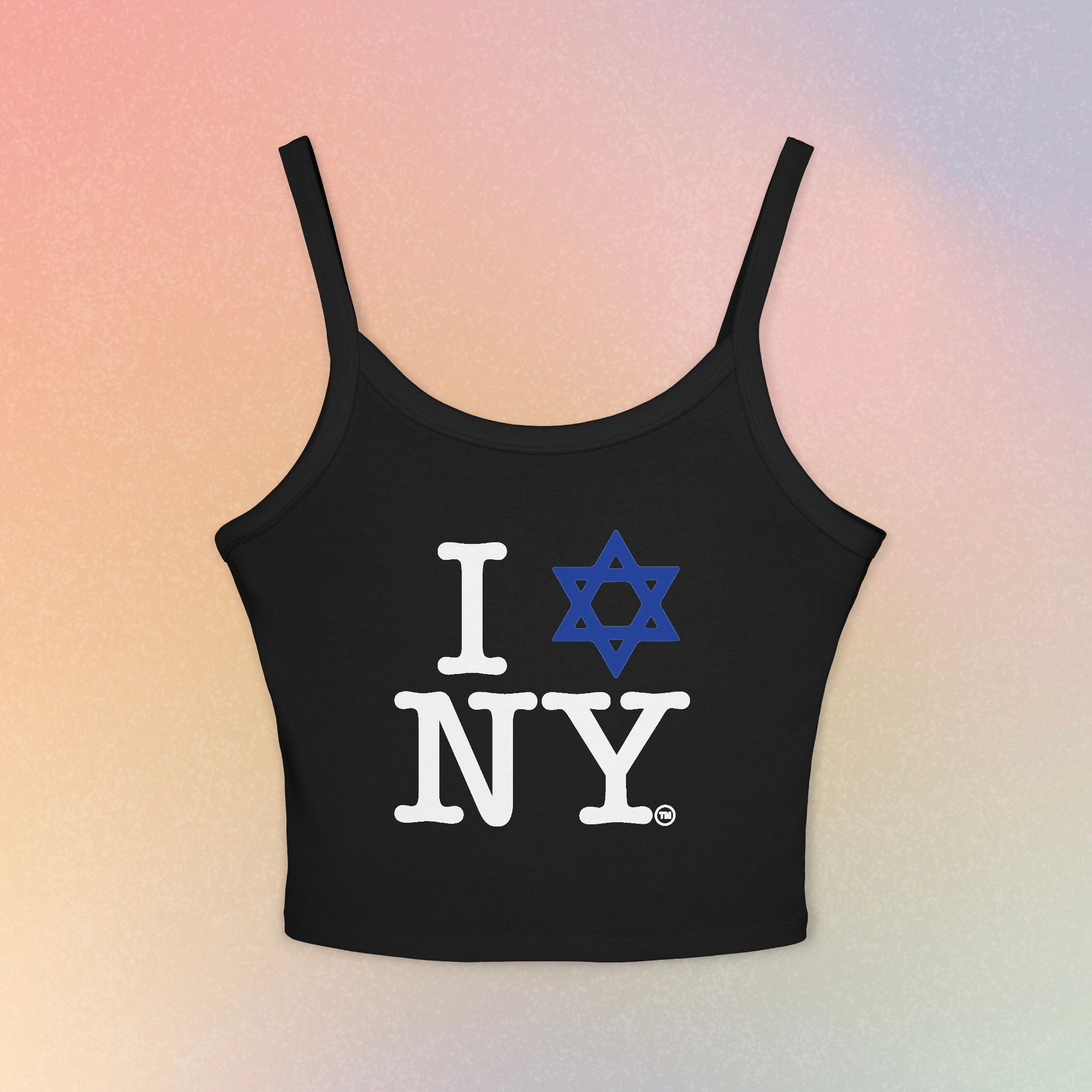 I Love New York Jewish Star Tank Top — Jewish Pride NYC Spaghetti Strap Crop