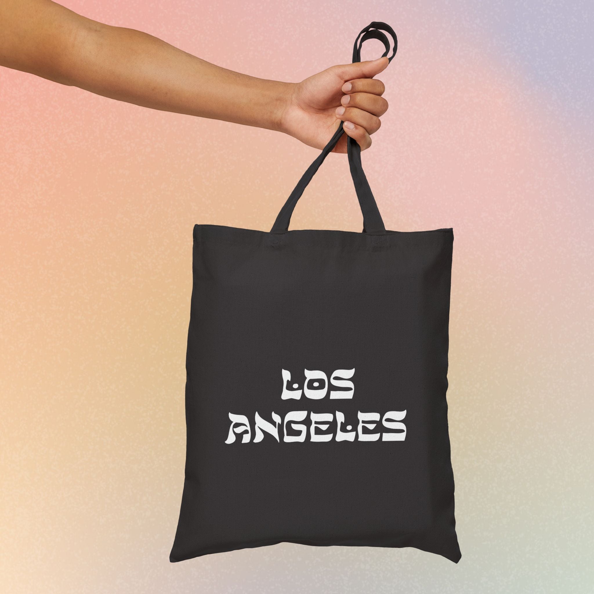 Los Angeles Hebrew Style Font Cotton Canvas Tote Bag - LA Jewish Pride