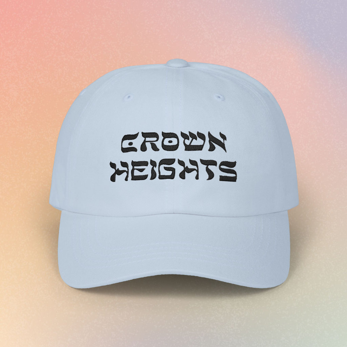 Crown Heights Hebrew Script Embroidered Baseball Cap (Light Colors)