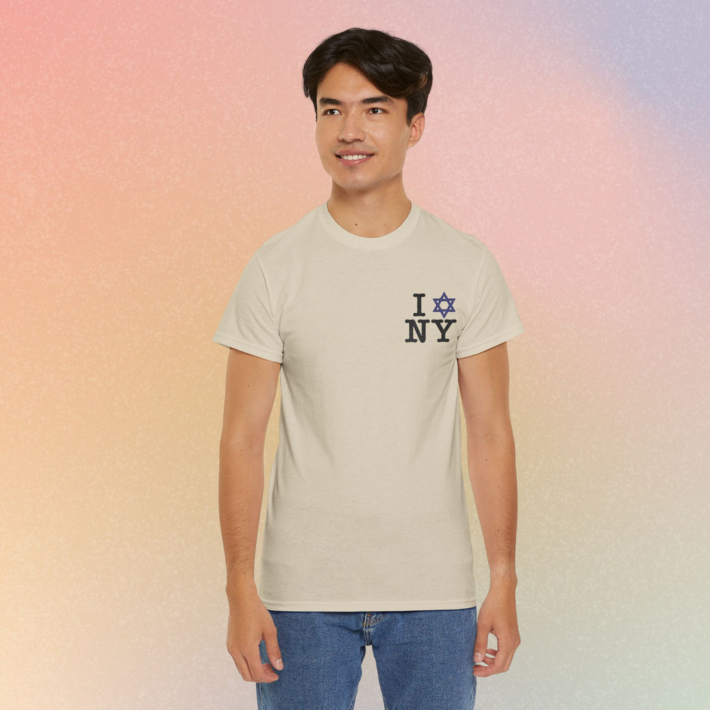 I Love NY Jewish Star Embroidered T-Shirt (Light Colors) | Jewish New York Tee