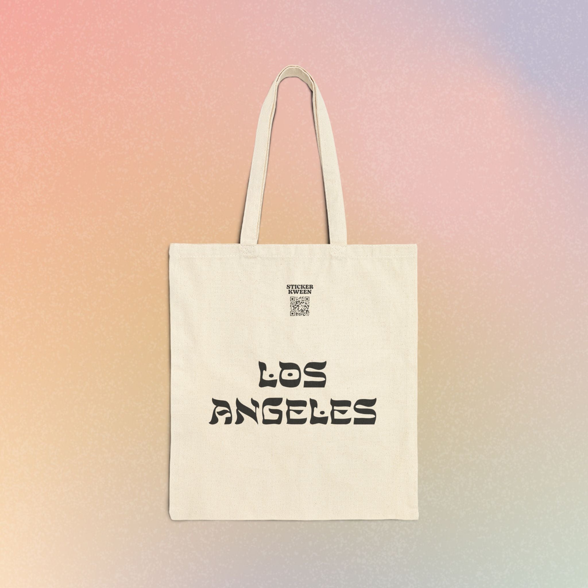 Los Angeles Hebrew Style Font Cotton Canvas Tote Bag - LA Jewish Pride