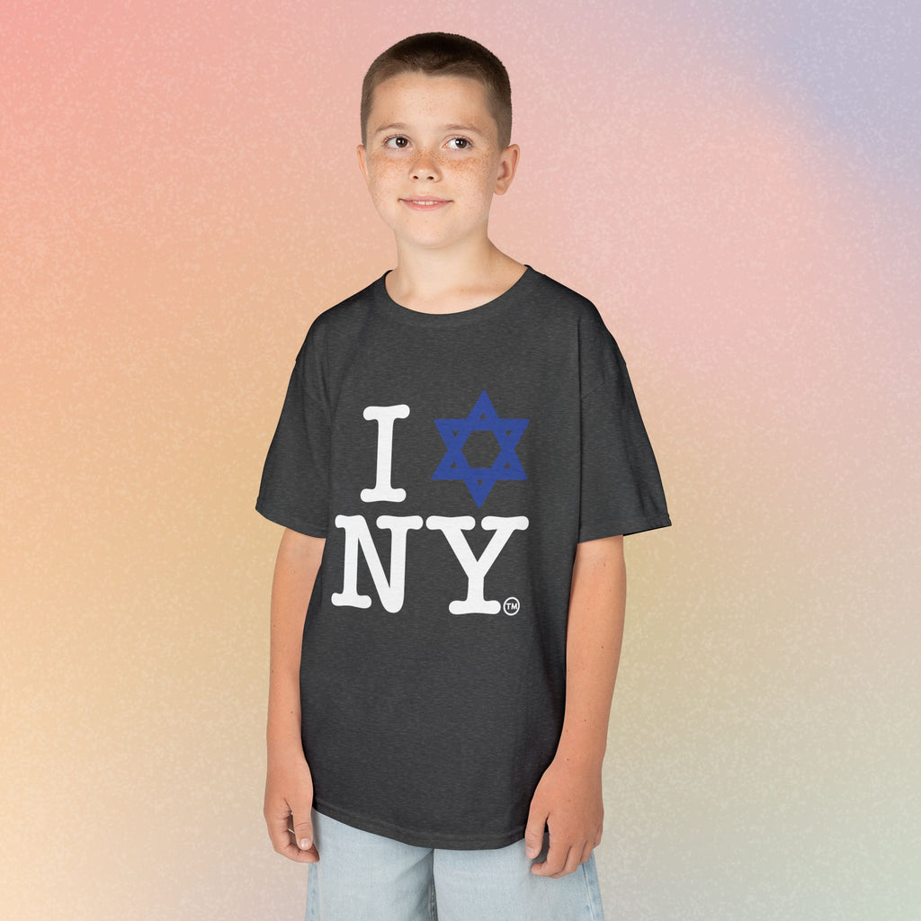 Kids I Jewish Star Love NY T-Shirt — Youth Jewish New York Pride Tee