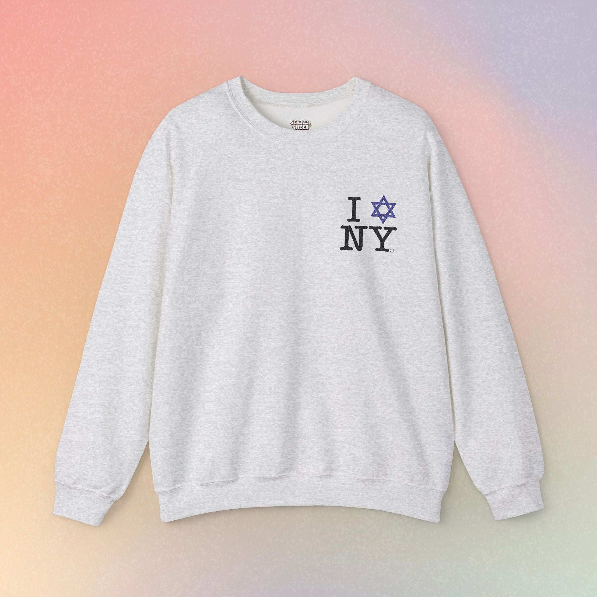 Embroidered I Love NY Jewish Star Crewneck Sweatshirt