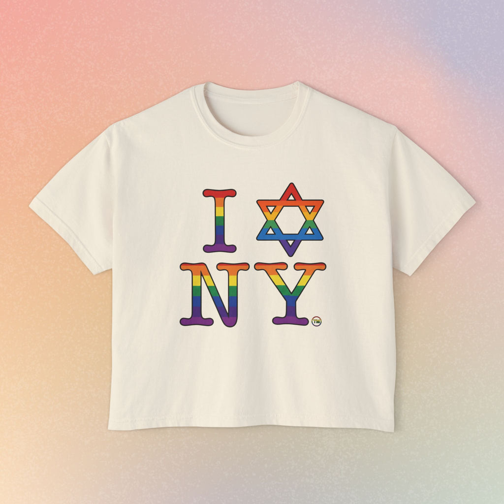 I Love NY Jewish Star LGBTQ Jewish Pride Women's Boxy Tee