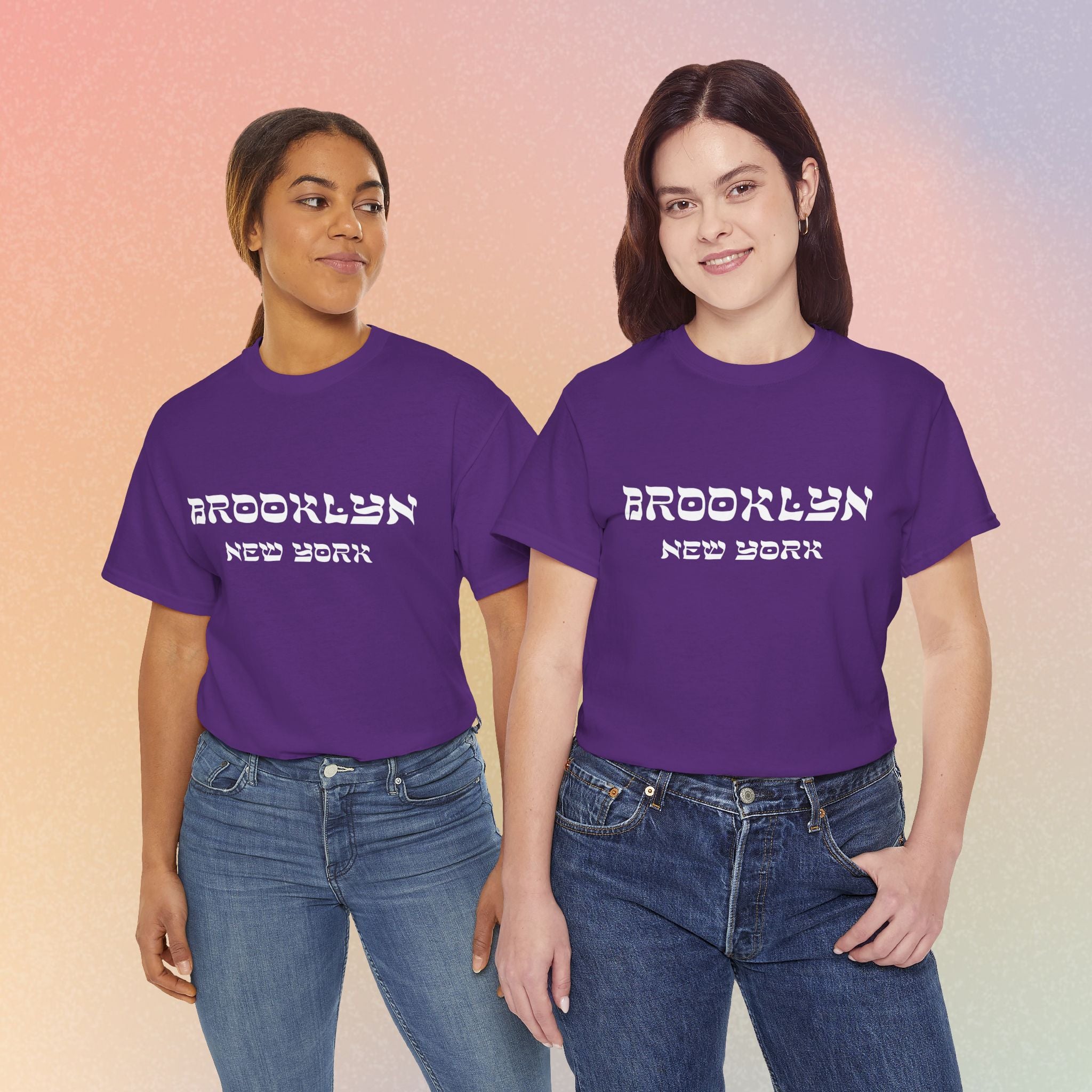 Brooklyn New York Hebrew Script - Unisex Heavy Cotton Tee