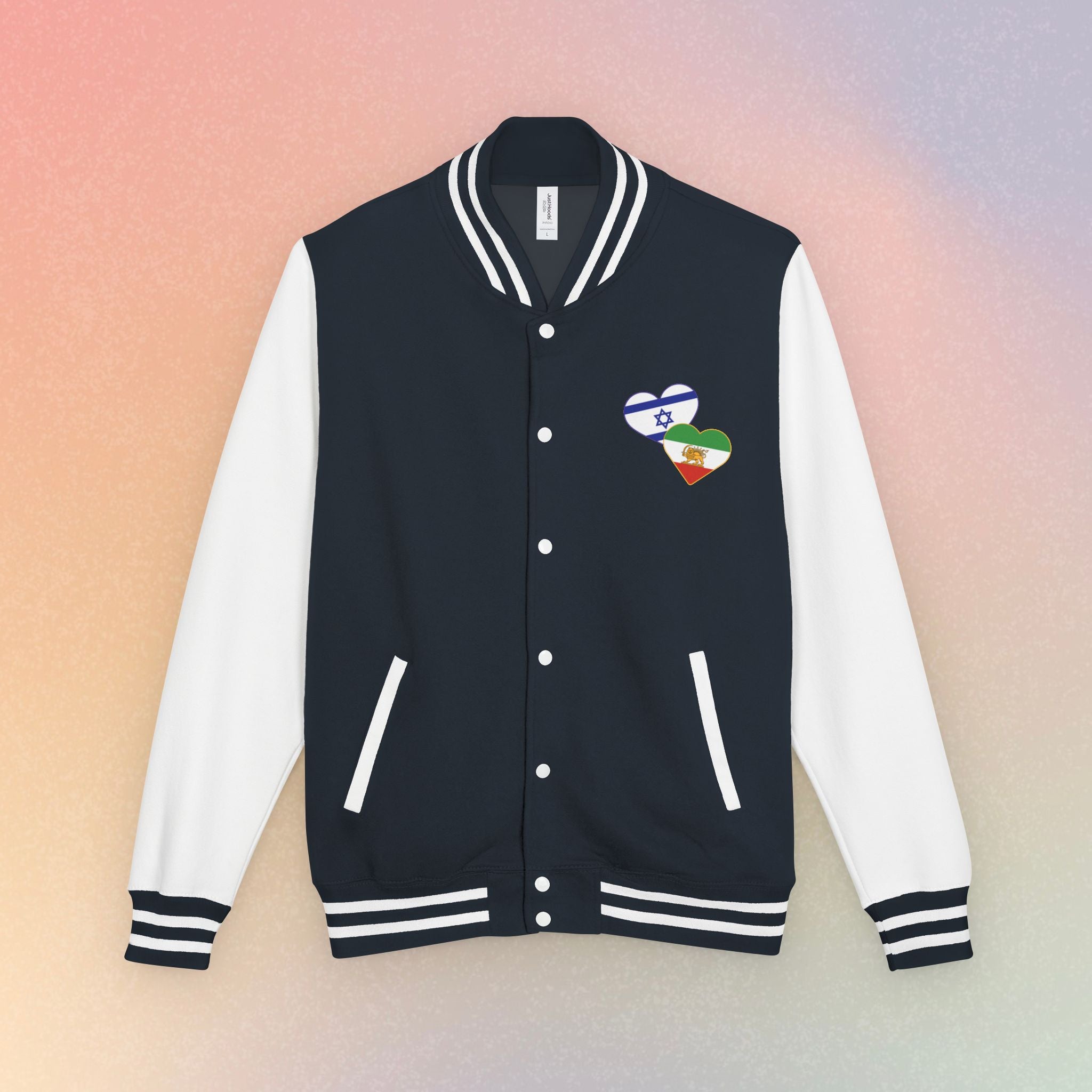 Persian Israeli Heart Flag Letterman Jacket | Varsity Jacket