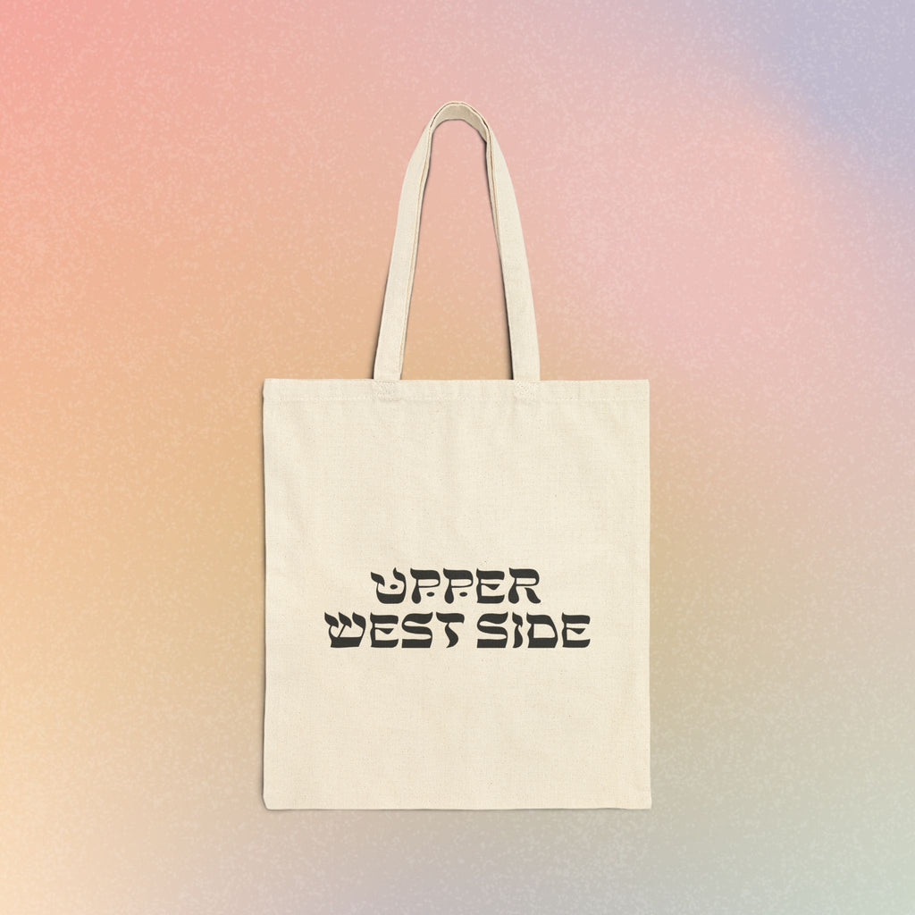 Upper West Side New York Hebrew Style Font Cotton Canvas Tote Bag