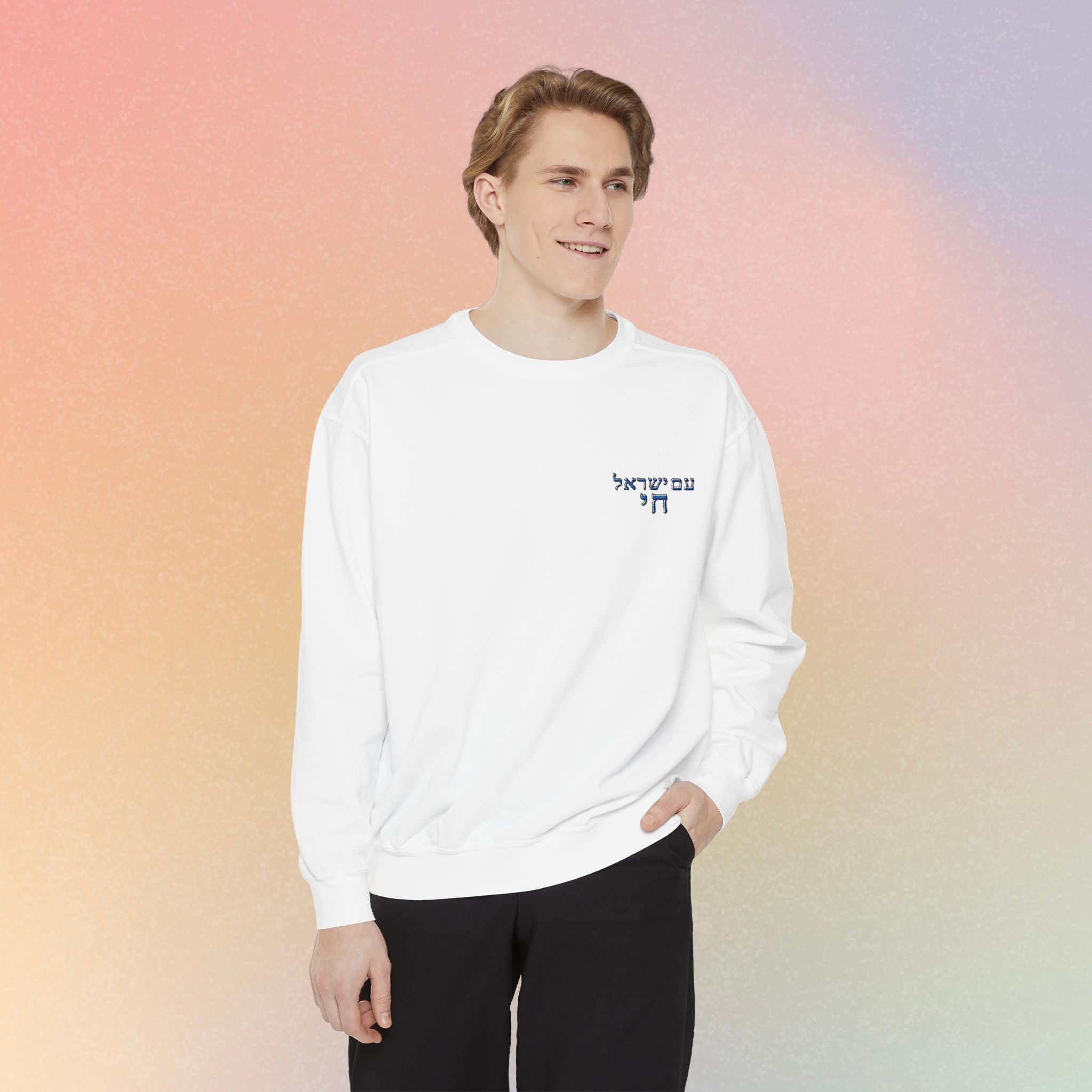 Am Yisrael Chai עם ישראל חי Hebrew Embroidered Sweatshirt