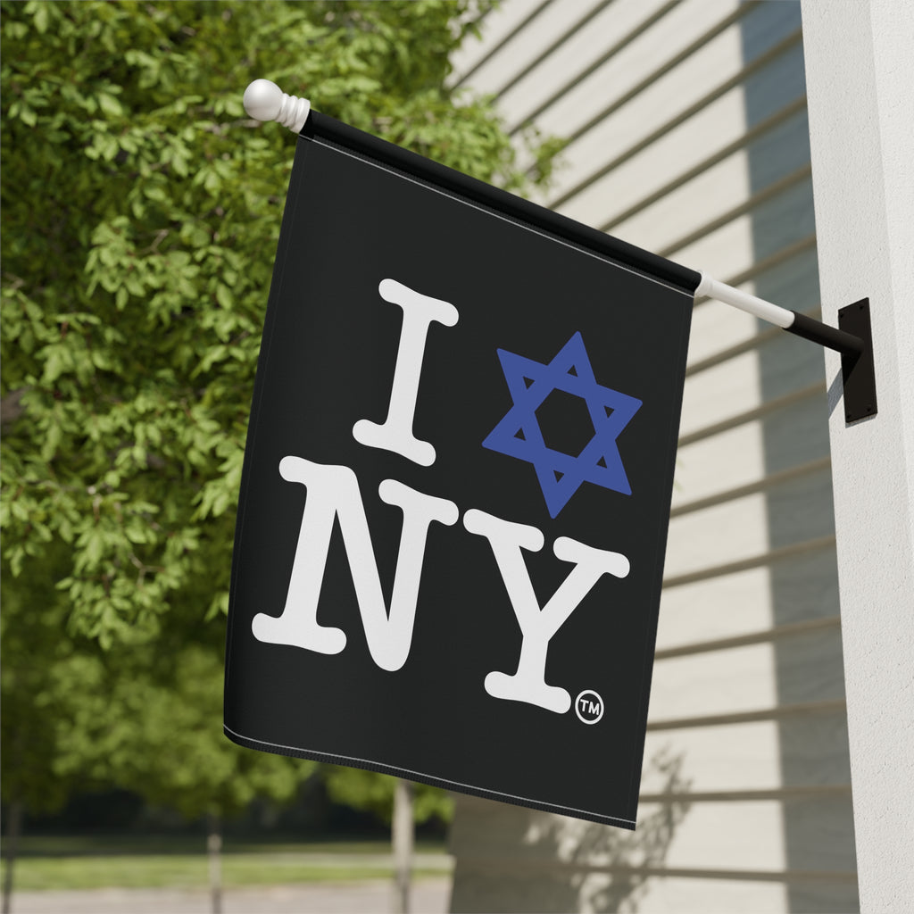 I Love New York Jewish Star Garden & House Banner in Black