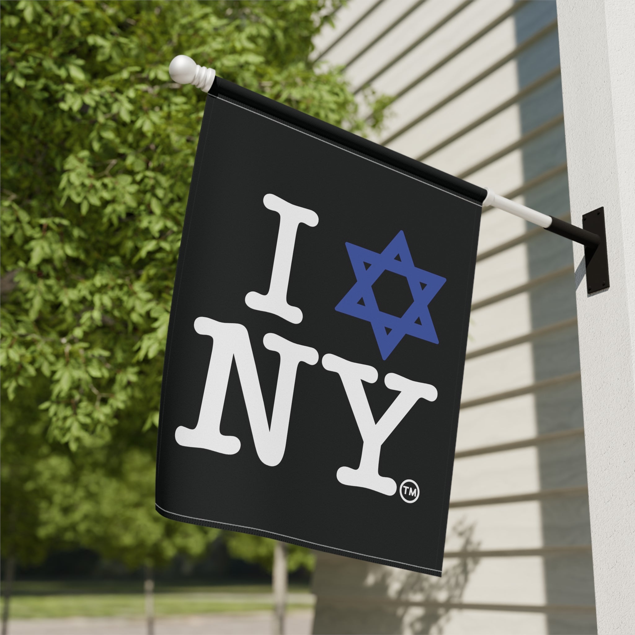 I Love New York Jewish Star Garden & House Banner in Black