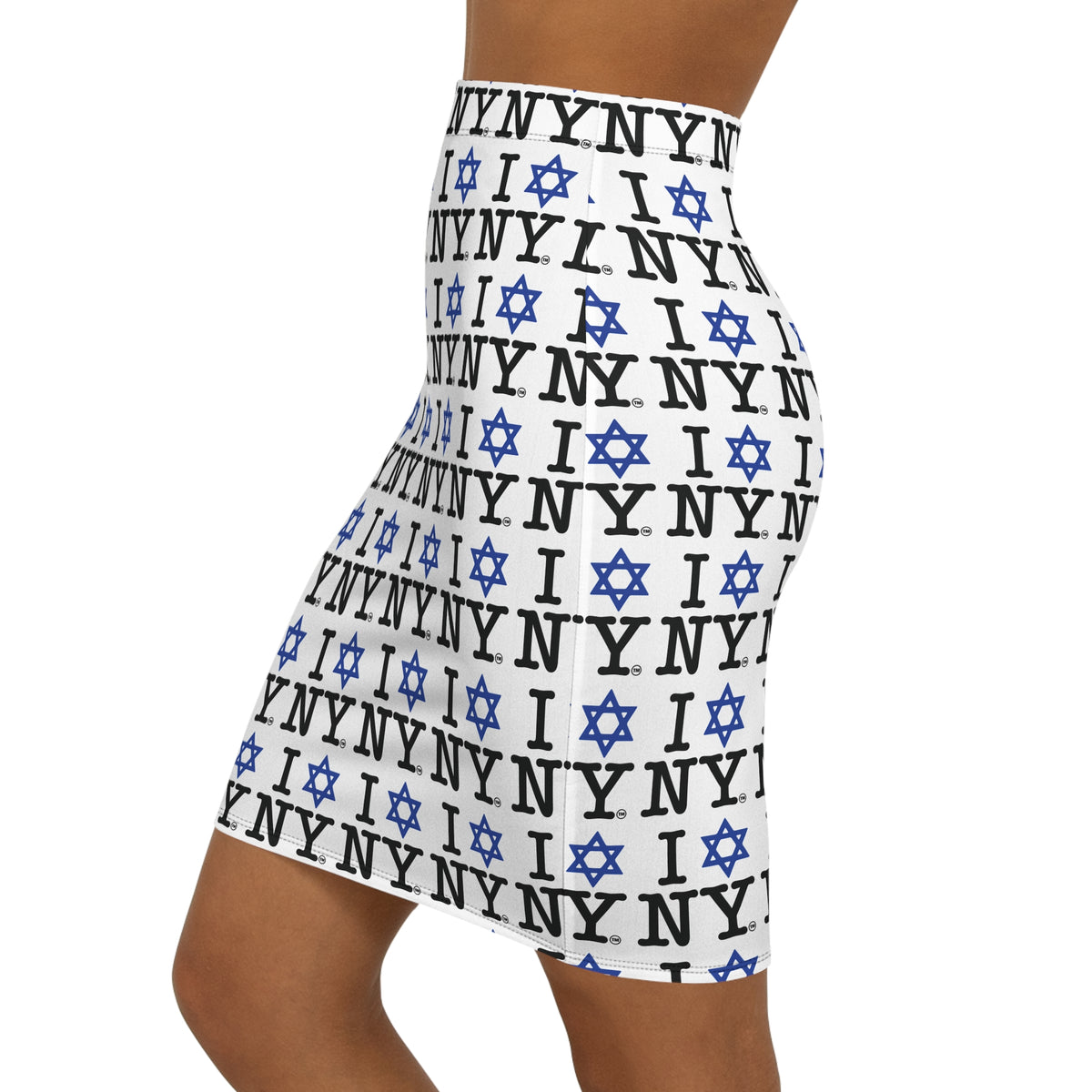 I Love NY Jewish Star Women's Mid-Waist Pencil Skirt