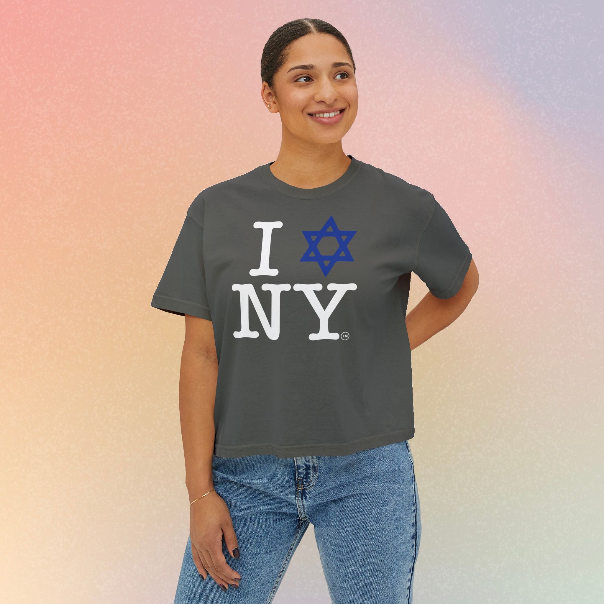 I Love NY Jewish Star Women's Boxy Tee — Jewish New York Pride T‑Shirt