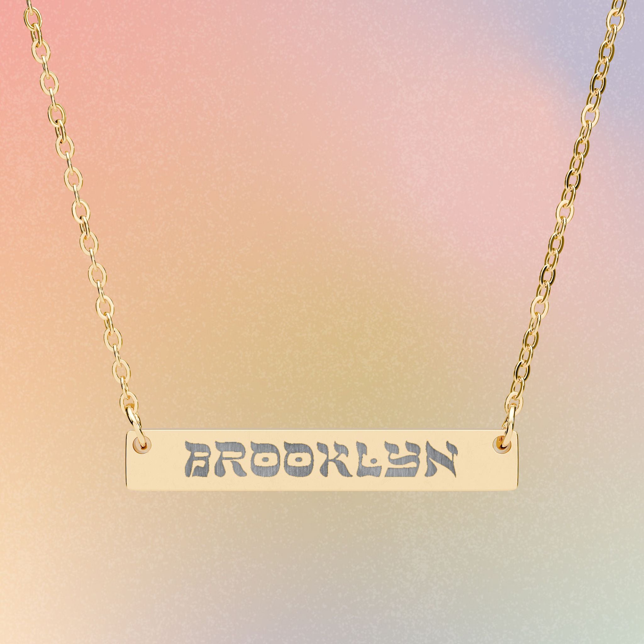 Brooklyn Engraved Bar Necklace | Horizontal Nameplate Necklace