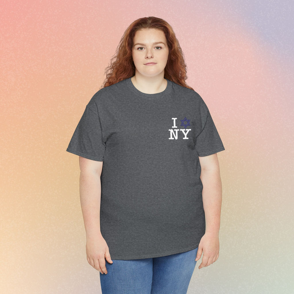 I Love NY Jewish Star Embroidered T-Shirt (Dark Colors) — Jewish NYC Pride