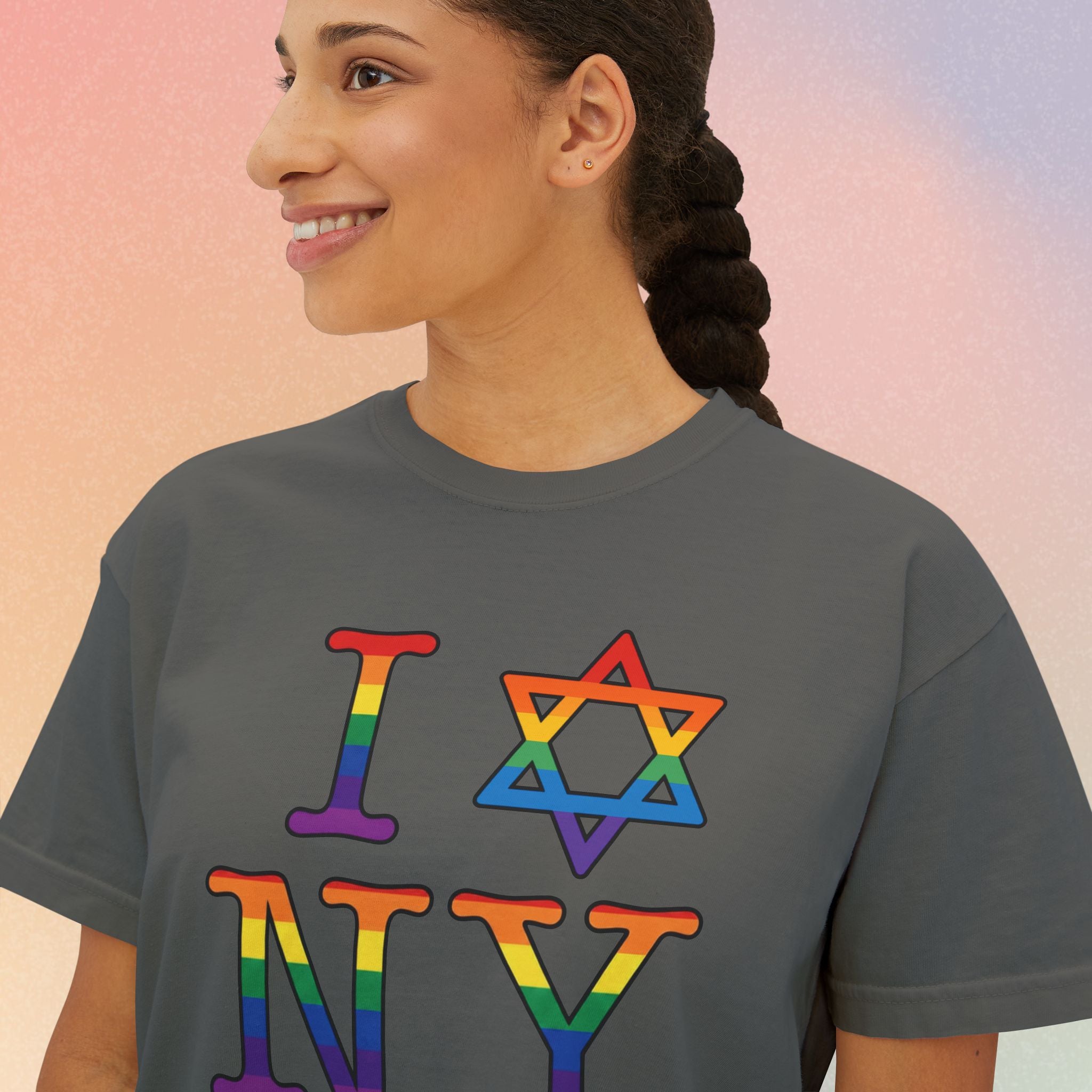 I Love NY Jewish Star LGBTQ Jewish Pride Women's Boxy Tee