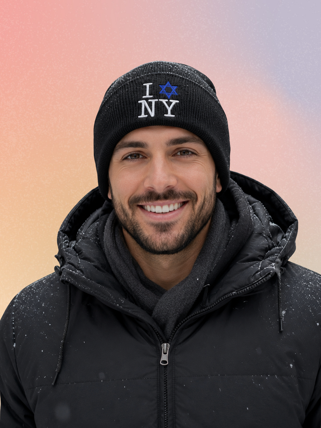 I Star of David Love NY Knit Embroidered Beanie | Jews Love New York