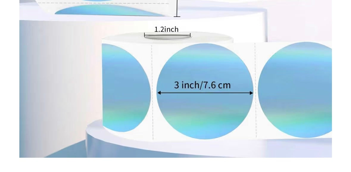 I LOVE NEW YORK (100pc) Jewish Star Blue Round Holographic Thermal Stickers