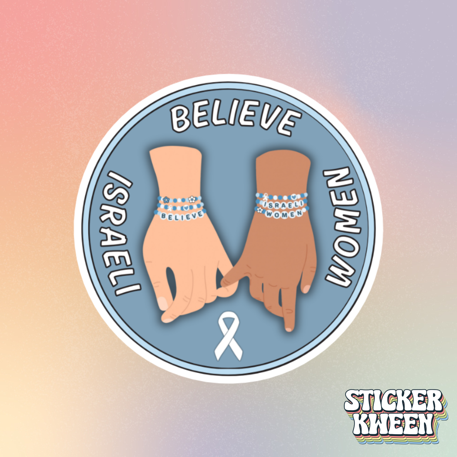 Believe Israeli Women Friendship Bracelet Sticker