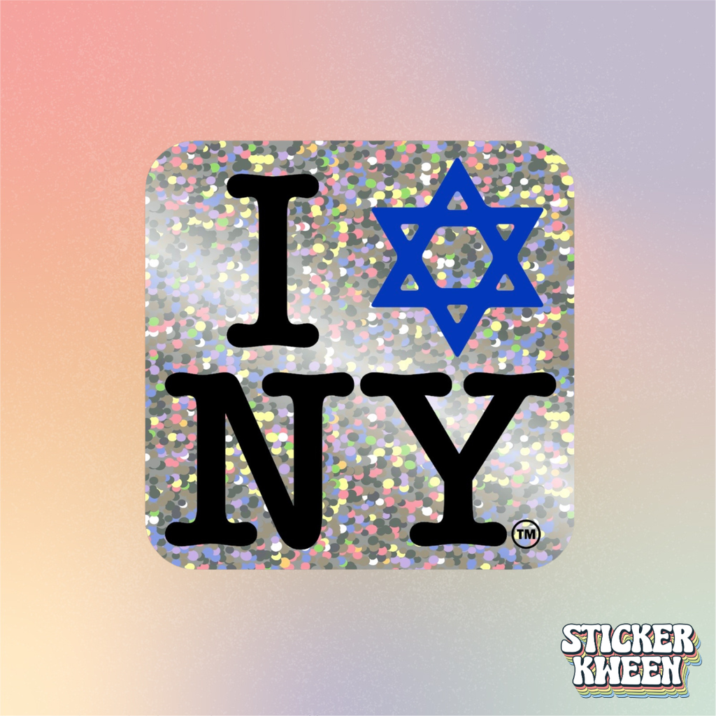 I LOVE NEW YORK Jewish Star GLITTER HOLOGRAPHIC Stickers (Copy)