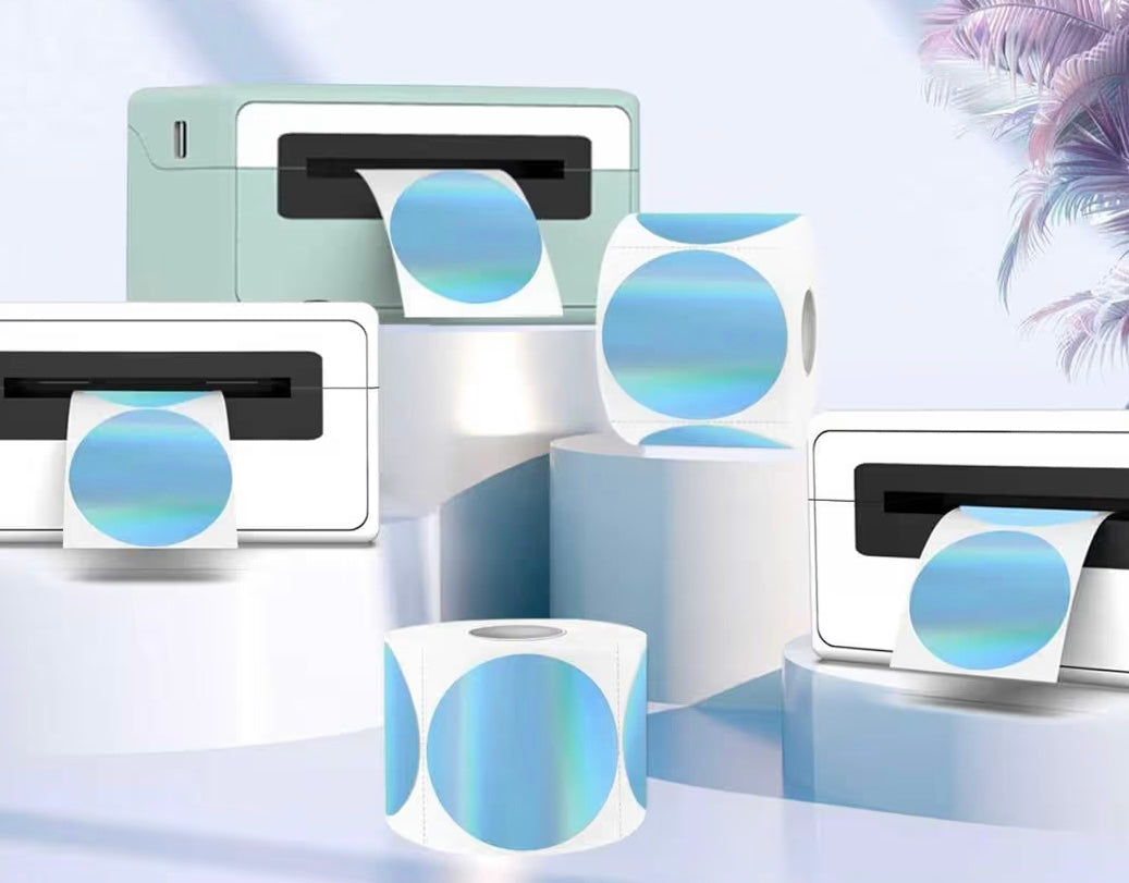 I LOVE NEW YORK (100pc) Jewish Star Blue Round Holographic Thermal Stickers