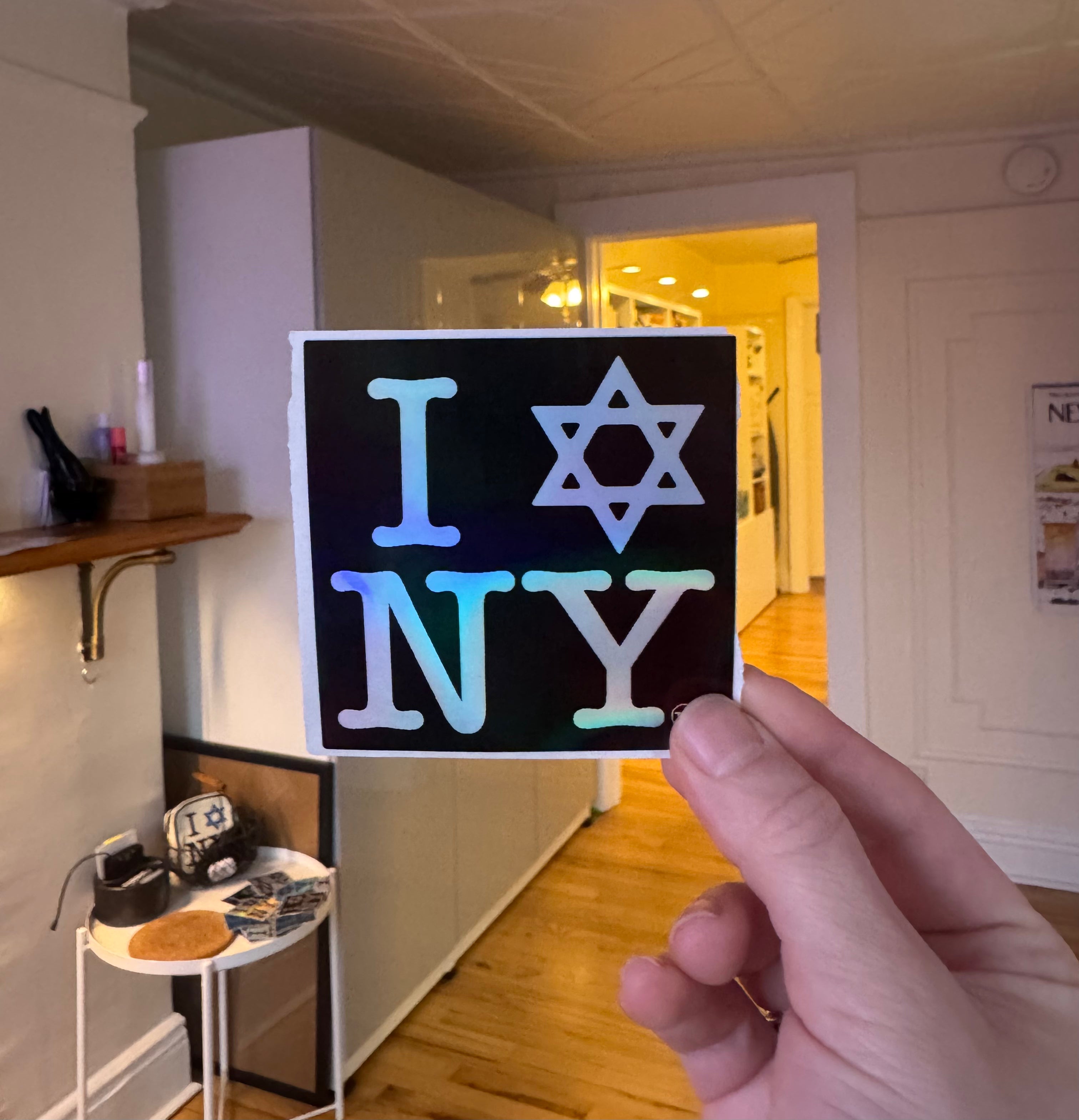 I LOVE NEW YORK (100pc) Jewish Star Holographic Thermal Stickers