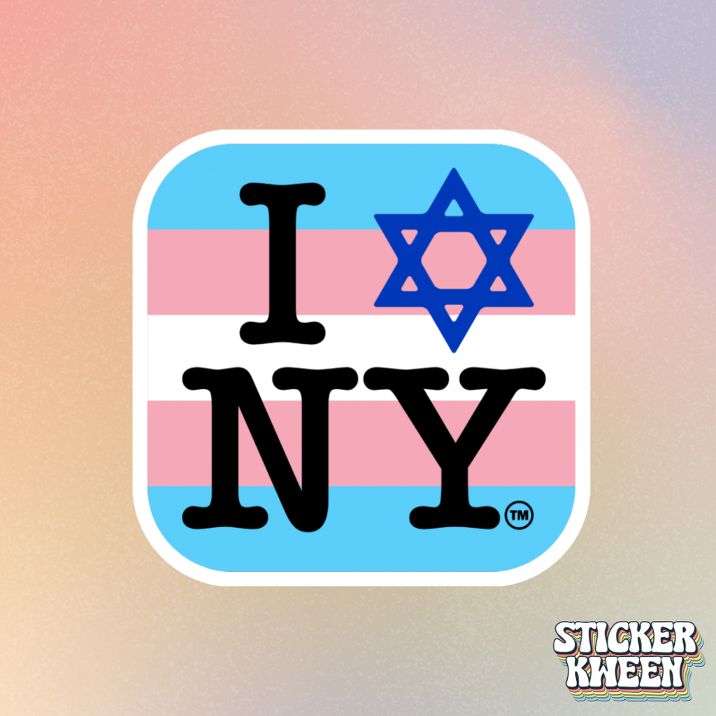 I Love New York Jewish Star Trans Pride Sticker