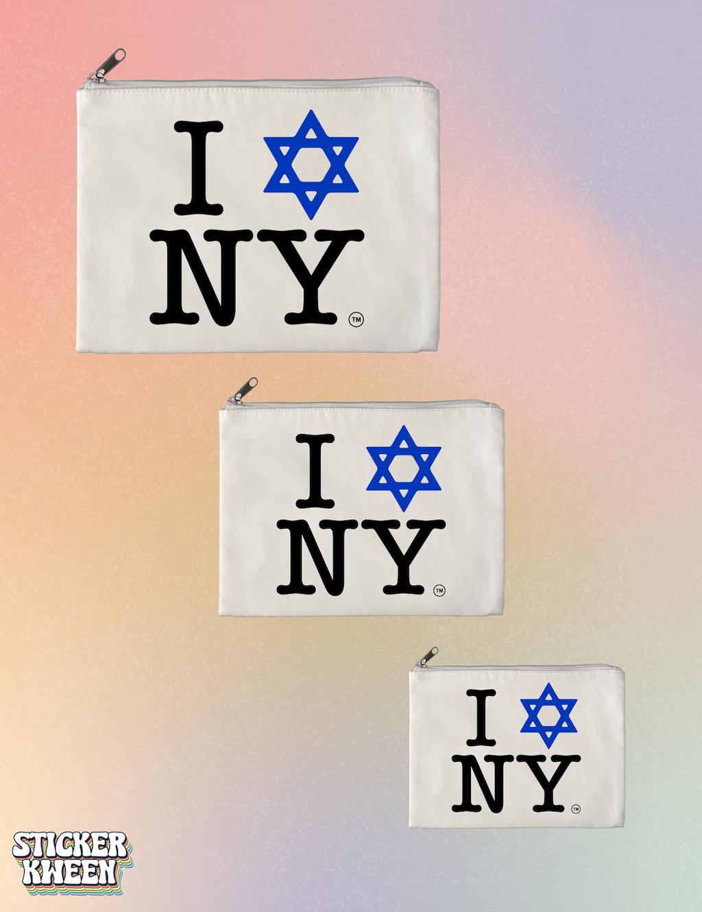 I LOVE NEW YORK Jewish Star Canvas Pouches