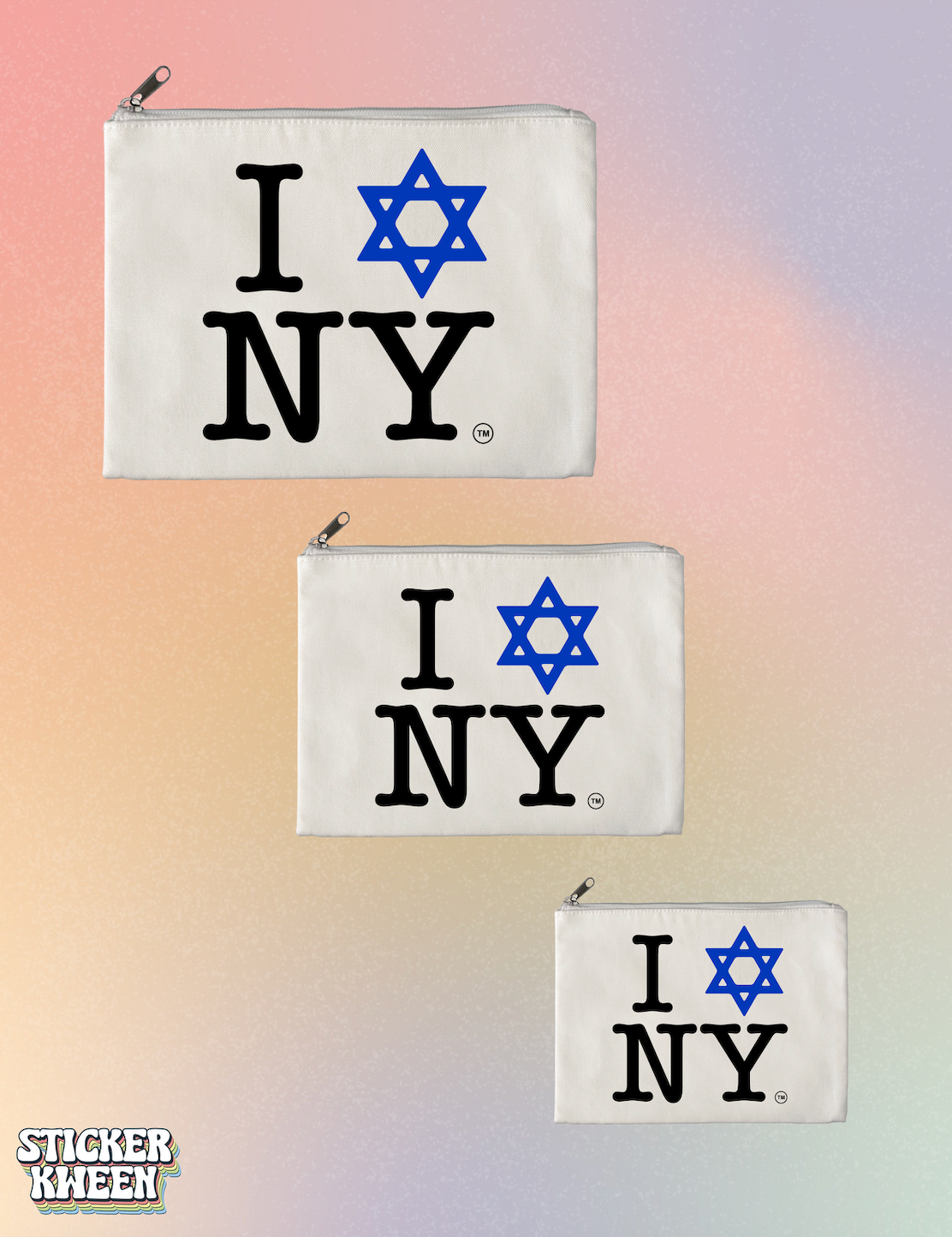 I LOVE NEW YORK Jewish Star Canvas Pouches