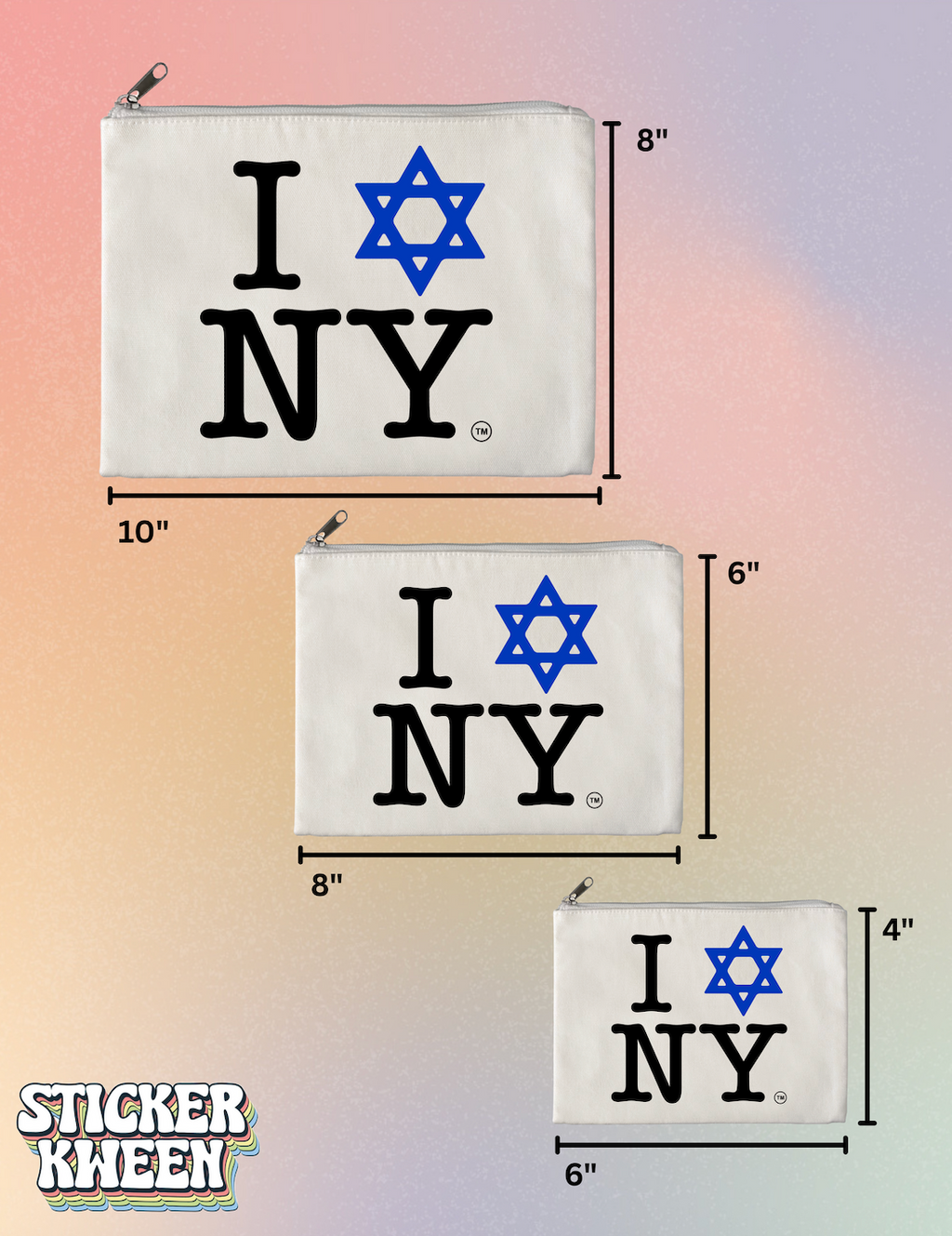 I LOVE NEW YORK Jewish Star Canvas Pouches