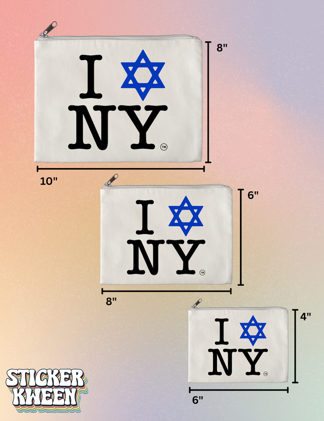I LOVE NEW YORK Jewish Star Canvas Pouches