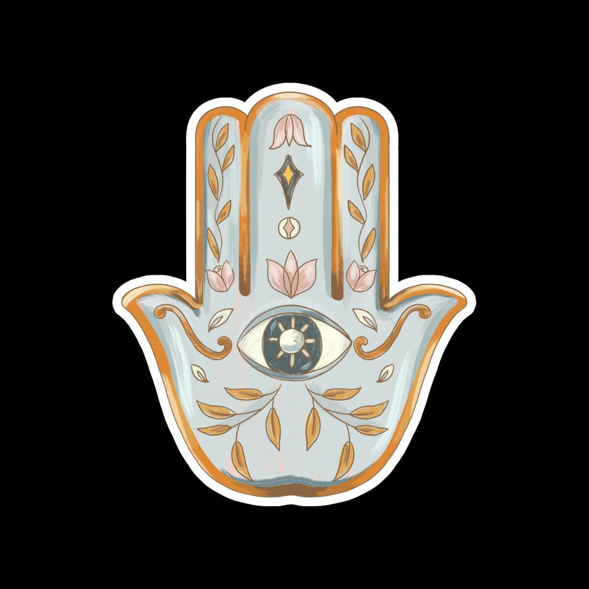 Judea Stickers 5-Pack (Hamsa, Peace Dove, Torah, Challah, Pomegranates)