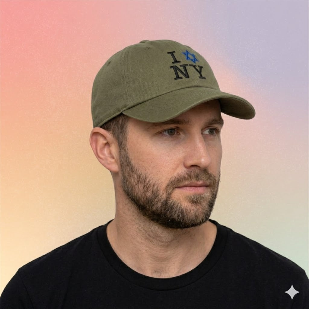 I Love NY Jewish Star Embroidered Baseball Cap | New York Jewish Pride