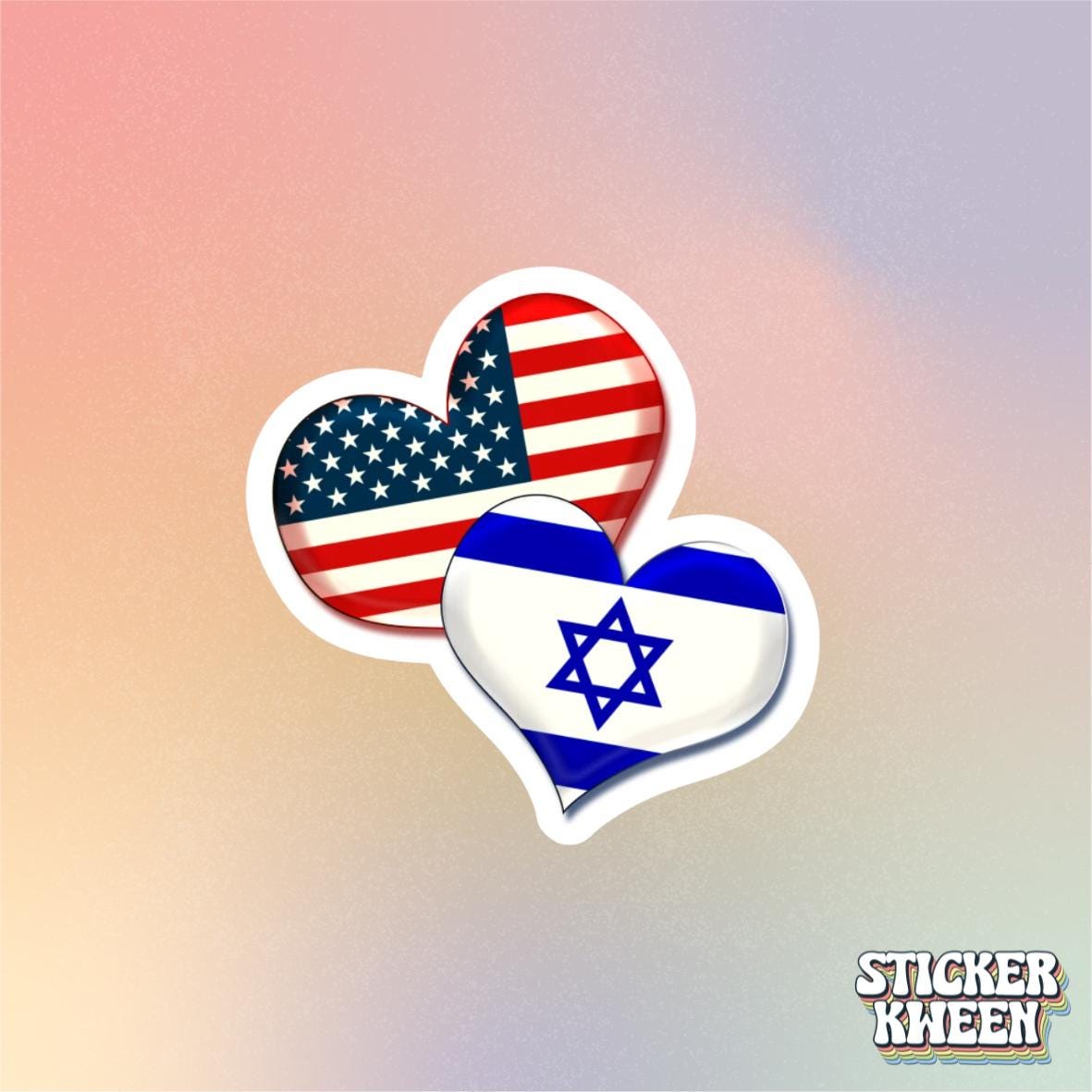 USA Israel Sticker Heart