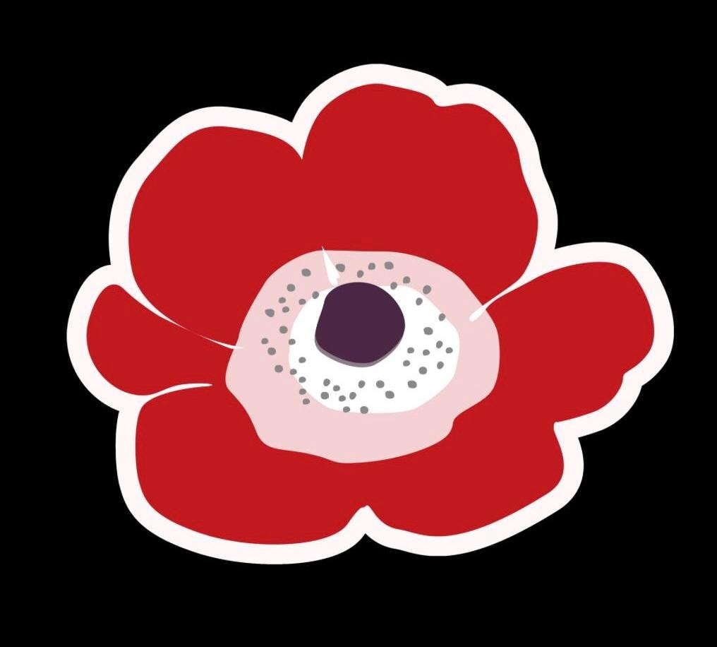 Anemone coronaria Flower Sticker 5-Pack
