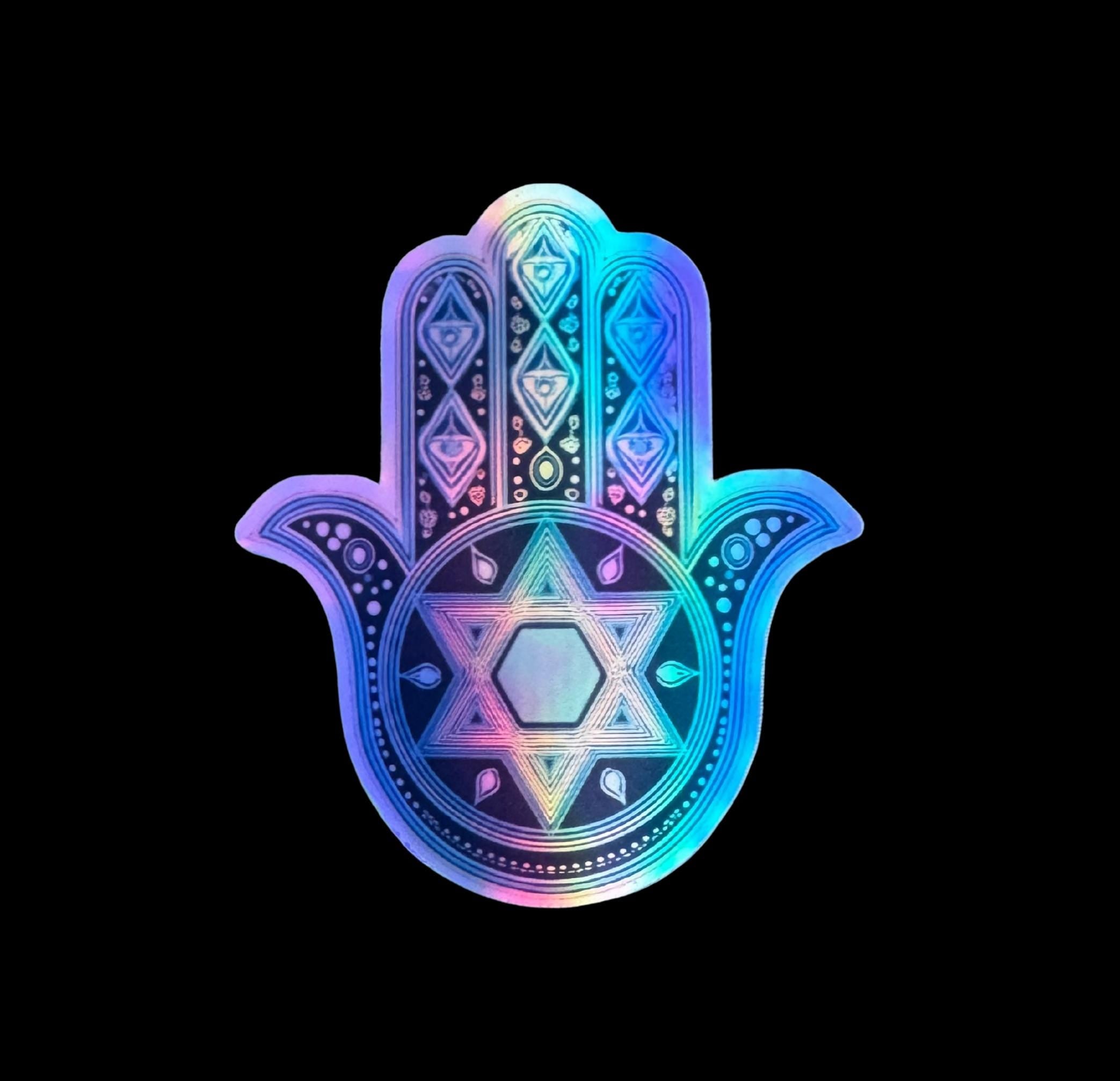 Hamsa Magen David HOLOGRAPHIC Sticker