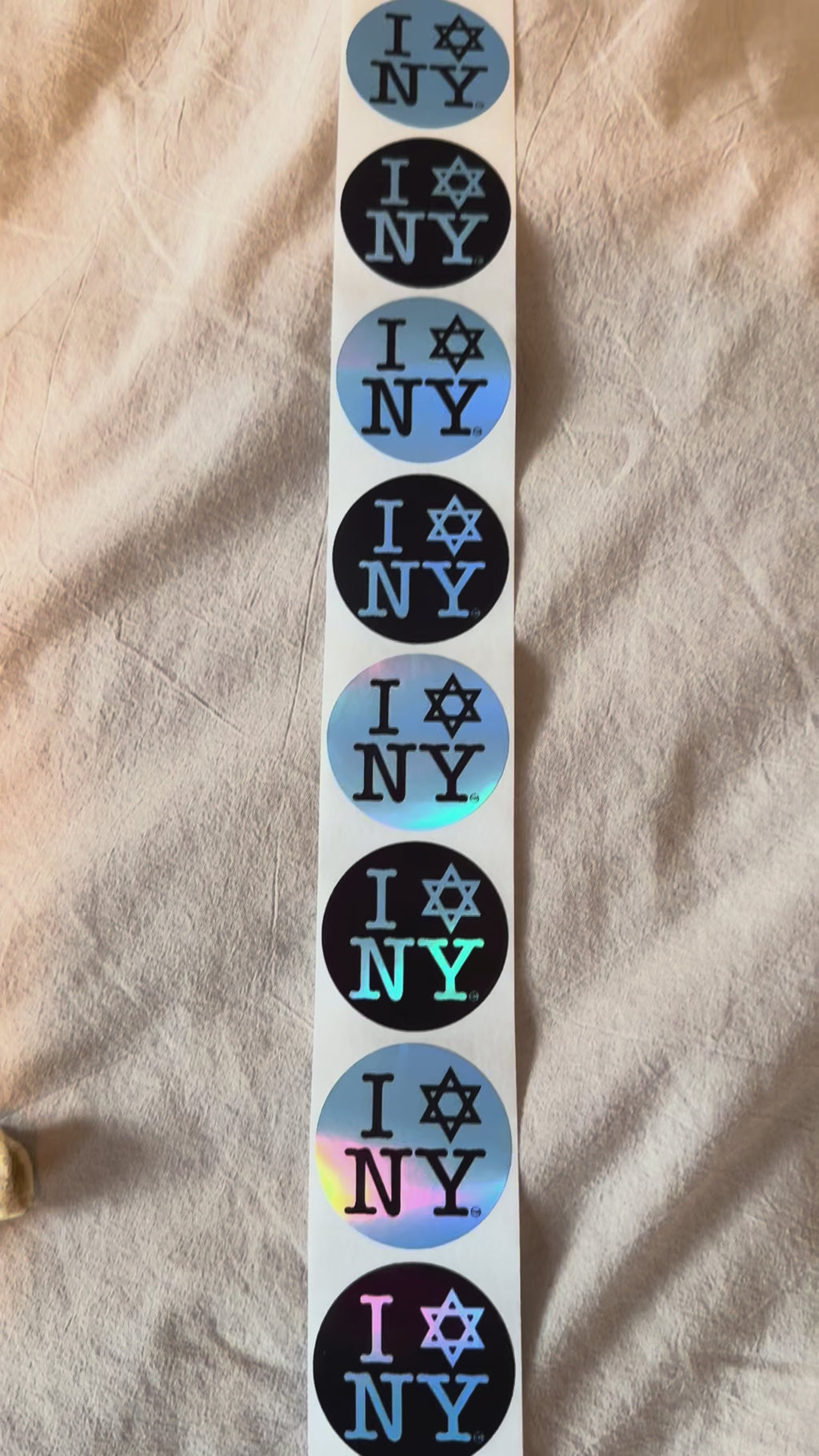 I LOVE NEW YORK (100pc) Jewish Star Blue Round Holographic Thermal Stickers